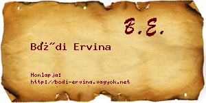Bódi Ervina névjegykártya