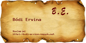 Bódi Ervina névjegykártya